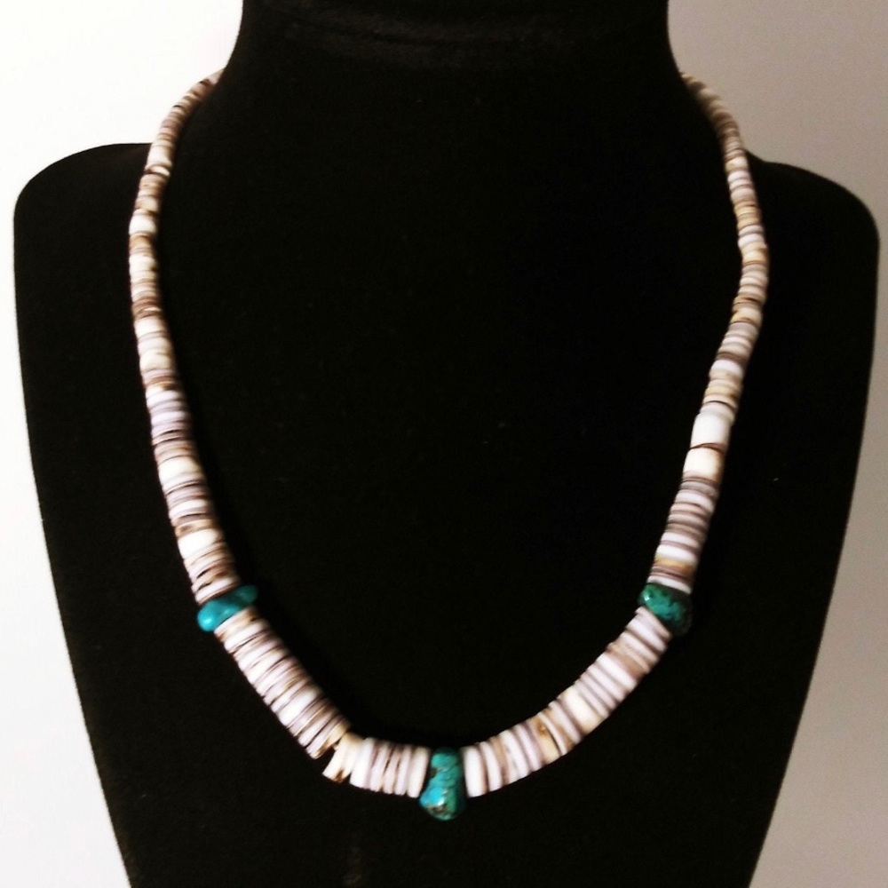 Heishi Shell & Turquoise Necklace